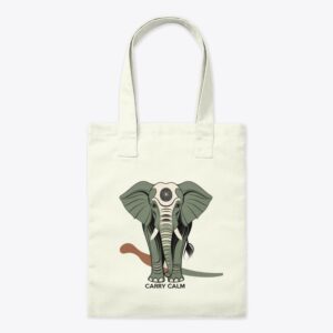 Canvas tote bag featuring traditional tribal animal artwork in a minimalist style, ideal for daily use with an artistic twist.