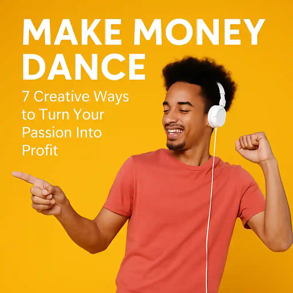 A 20-year-old boy dancing confidently in a studio, representing creative ways to make money through dance.