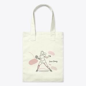 Minimalist white Serve Strong tote bag for women, perfect for padel gear, shopping, or daily carry.